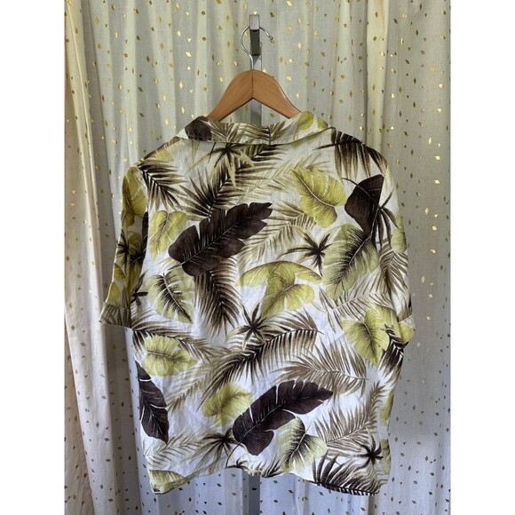 Vintage Lantana Casuals Women's 100% Linen Hawaiian Tropical Button Down Shirt M - Picture 3 of 7